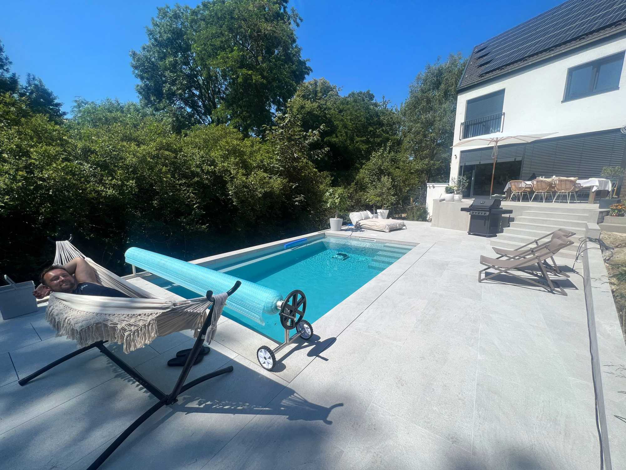 Beton Folien Pool Grau 6 x 3,3 mit Keramik Terrasse